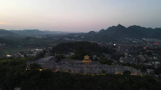 航拍贵阳青岩古镇5A景区