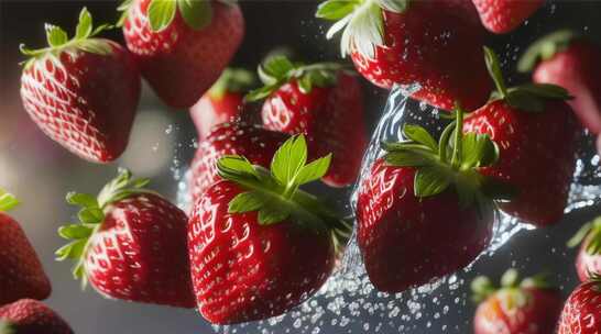 创意草莓生长水果草莓种植成熟