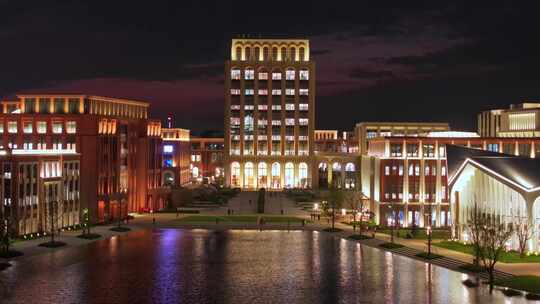 上海华为练秋湖日落 晚霞 夜景