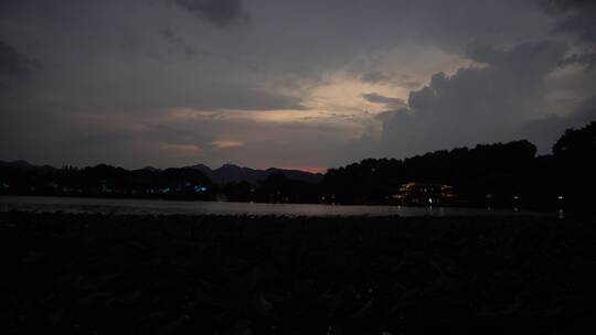 杭州西湖风景区夜景