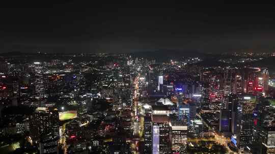 深圳南山区CBD高楼大厦夜景航拍