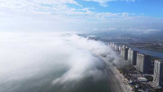 4K海滨城市平流雾云海奇观