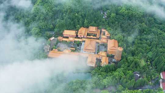 杭州临安天目山禅源寺意境航拍