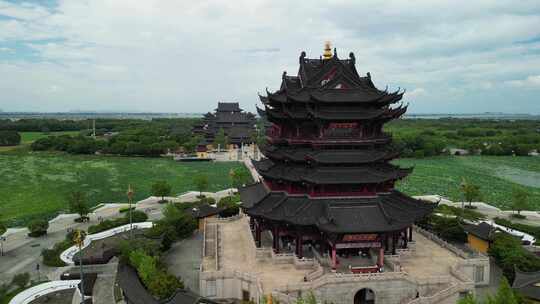 苏州重元寺水月观音美景航拍（阳澄湖）