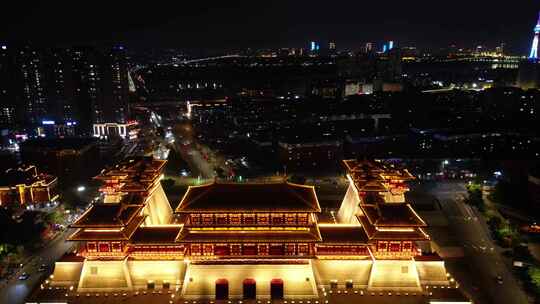 航拍隋唐洛阳城地标洛阳夜景