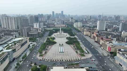 南昌市八一广场航拍八一南昌起义纪念塔建筑