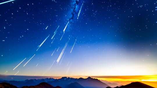 山间夜空流星划过