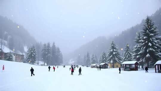 瑞士圣莫里茨雪山4k舞台粒子活动背景