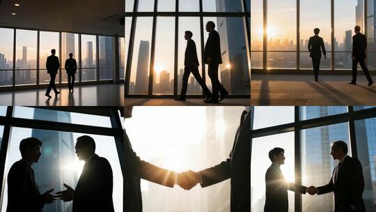 成功人士握手商务洽谈合作达成企业合作共赢高清在线视频素材下载