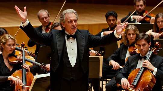 指挥家指挥交响乐团演奏