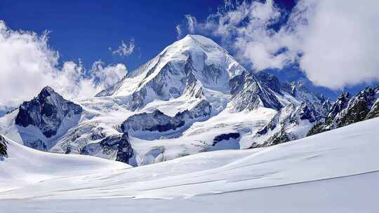 新疆蓝天白云雪山自然风景旅行治愈