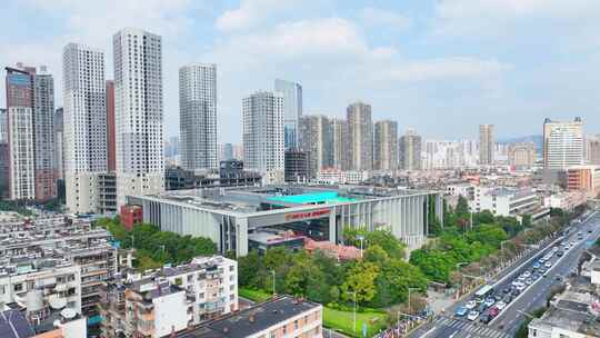 云南省昆明市盘龙区工人文化宫地标建筑航拍