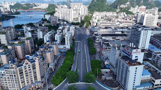 广西柳州飞蛾立交桥城市交通航拍