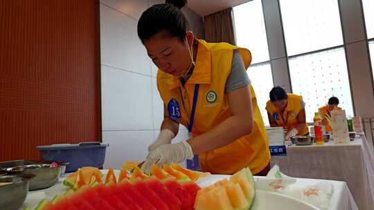 水果拼盘切水果美食健康食物家政赛