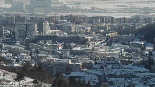 布拉索夫，雪，城市景观，建筑物