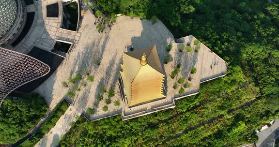 航拍南京地标建筑牛首山风景区