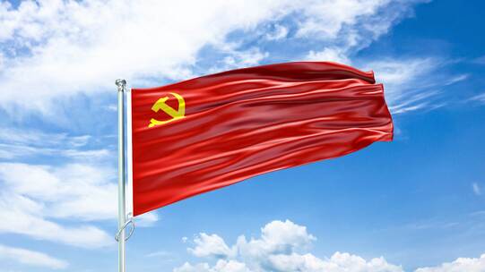 4K 党旗随风飘扬 中国共产党视频素材模板下载