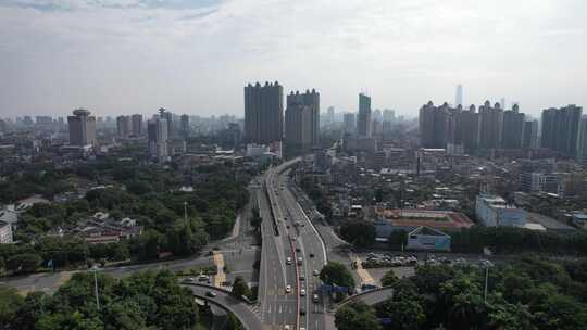 广东东莞城市大景交通高楼建筑航拍