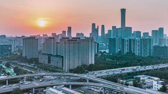 北京城市风光日专夜延时夕阳黄昏