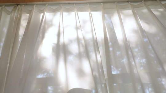 唯美光影 窗帘随风飘动慢镜头