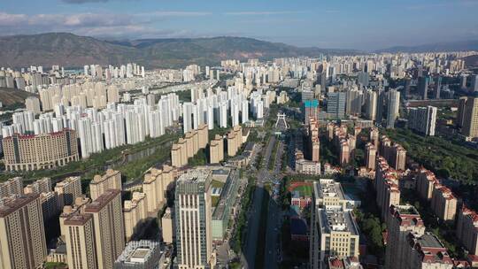 西宁海湖广场地产楼盘市中心繁华城市风光