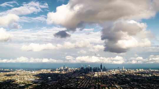 航拍美国芝加哥摩天大楼汽车街道城市天际线