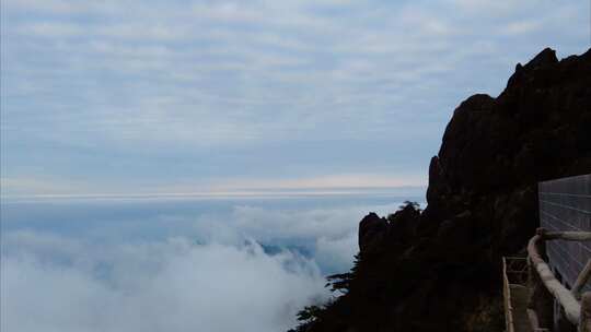 黄山风景区壮观山顶云海延时唯美风景视频素