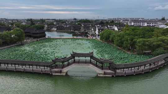 江南水乡古镇锦溪（航拍素材）