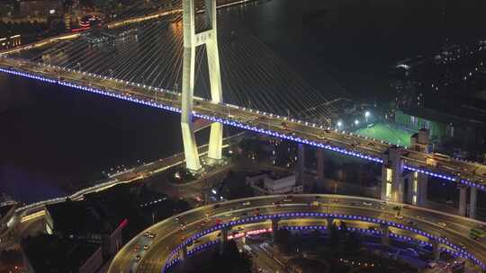 上海 南浦大桥车流 夜景航拍