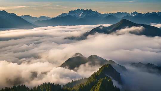 山峦云海自然风光全景