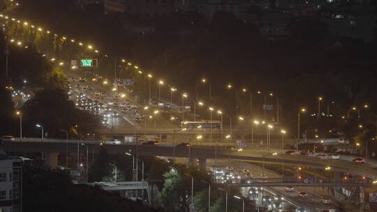 俯拍夜景城市车流 城市夜景车流