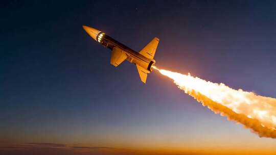 夜空中飞行的喷气式飞机