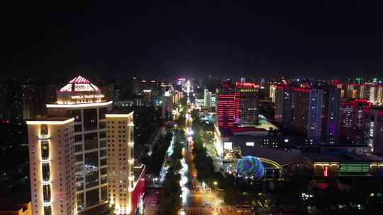 河北石家庄城市夜景灯光航拍