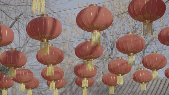 北京胡同过年街景气氛 春节街景氛围