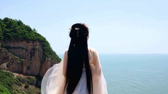海边古风女子唯美意境
