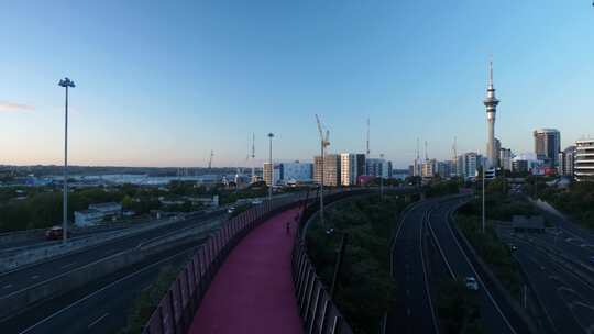 奥克兰市中心天空塔Skycity和彩虹步道