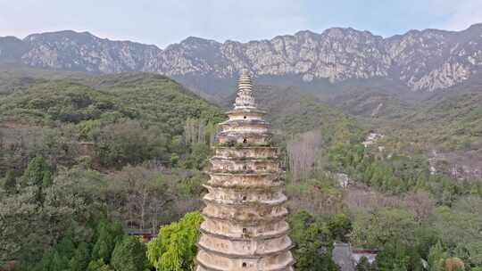 航拍嵩山嵩岳寺塔