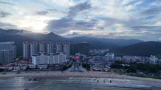 广东汕头南澳岛青澳湾大海海洋海岛沙滩航拍