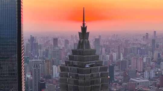 上海陆家嘴风景  上海金色晚霞