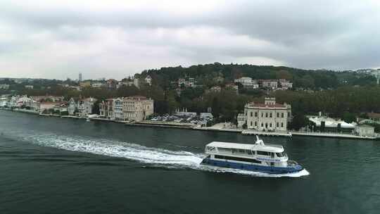 伊斯坦布尔博斯普鲁斯海峡和船鸟瞰图