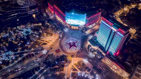 广州_海珠广场_人民英雄雕像夜景延时航拍4K