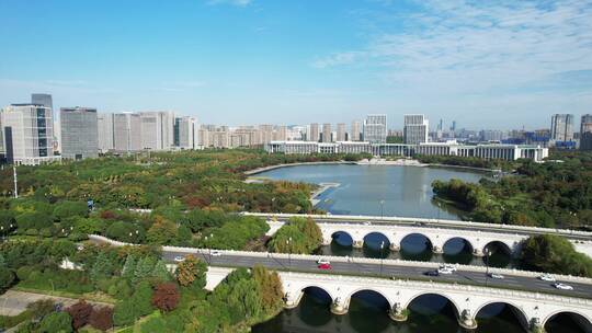 江苏省无锡市尚贤湖湿地公园城市环境视频素材模板下载