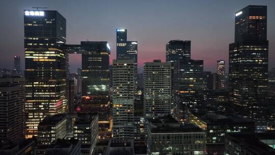 4K深圳南山区高新科技园日落晚霞夜景