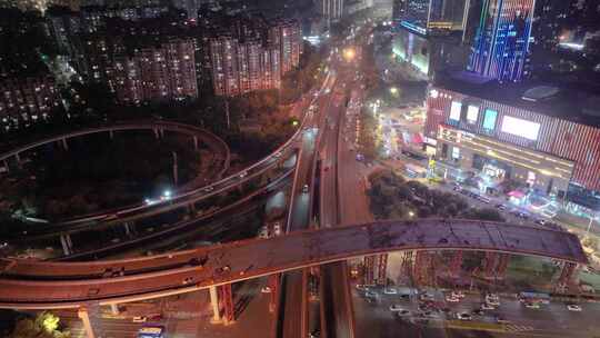 福州台江区尤溪洲大桥立交桥航拍车流夜晚夜