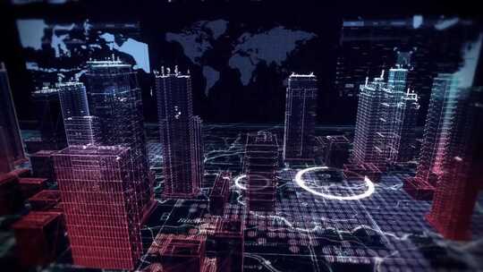 科技城市 电脑上面绘画城市蓝图 科技蓝图