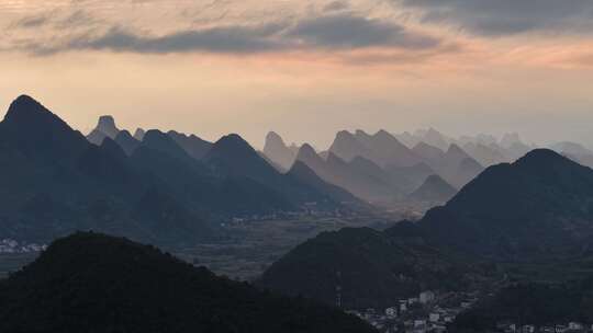 航拍广西桂林山水水墨色彩