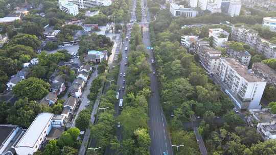 深圳城市交通车流南山区航拍