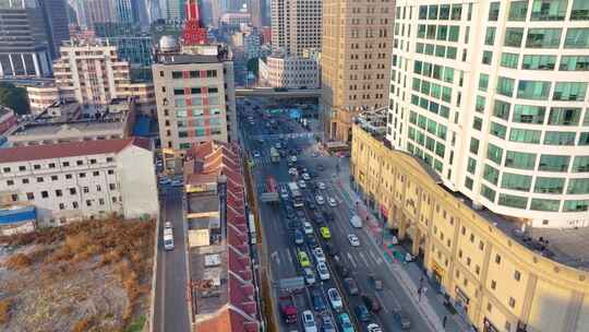 上海黄浦区河南南路航拍马路道路车流交通风视频素材模板下载