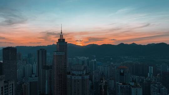 4K大气城市航拍日出日落夜景