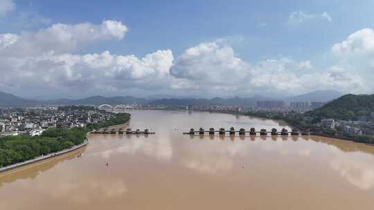 广东潮州广济桥历史文化古建筑航拍